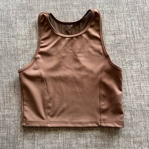 Women's High-Neck Crop Top in Brown